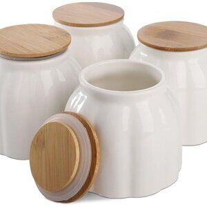 4 Pack Ceramic Food Storage Jar, 9.5 OZ Porcelain Kitchen Canister